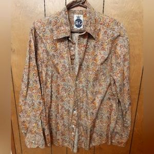 R&G London New York Psychedelic Print Button Down Shirt Size Large